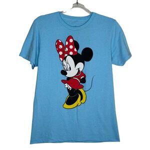 Disneyland Hong Kong Minnie Mouse T Shirt‎ Women Size S Blue Graphic Tee Kawaii